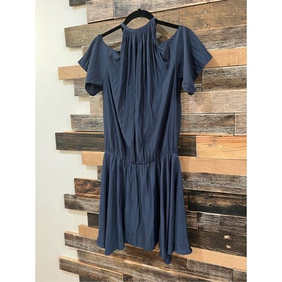 Ramy Brook Cold-Shoulder 3/4 Sleeves Gray metall Dress sz Medium - Picture 2 of 5